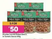 Game Rhodes Canned Baked Beans In Tomato Sauce-For 5 x 410g offer