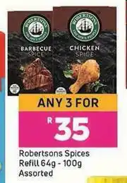 Game Robertsons Spices Refill Assorted-For Any 3 x 64g-100g offer