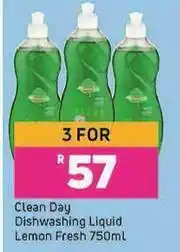 Game Clean Day Dishwashing Liquid Lemon Fresh-For 3 x 750ml offer