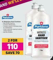 Puridene Waterless Hand Sanitiser-For 2 x 1Ltr