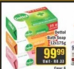Dettol Bath Soap 12x175g