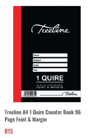CNA Treeline A4 1 Quire Counter Book 96 Page Feint & Margin offer