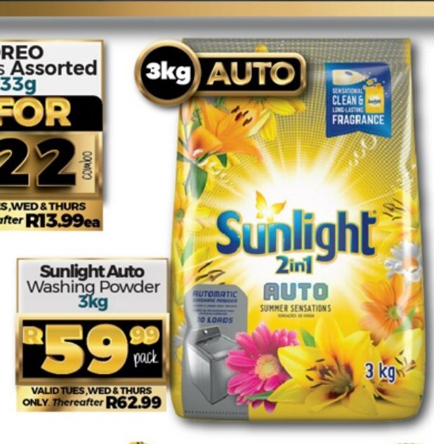 Sunlight Auto Washing Powder 3kg offer at Take 'n Pay