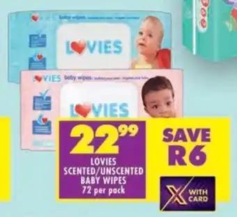 Shoprite Lovies scented/unscented baby wipes offer