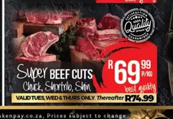 Take 'n Pay Super Beef Cuts Chuck, Shortrib, Shin per kg offer