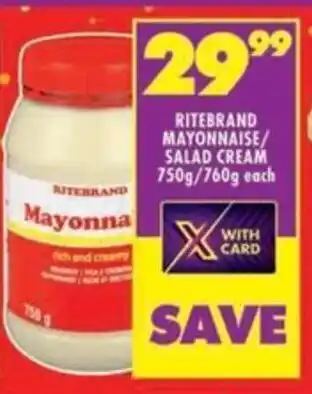 Shoprite Ritebrand mayonnaise/ salad cream offer