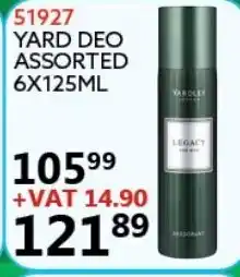 Africa Cash and Carry 51927 Yard Deo Assorted 6x125ml offer