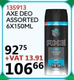 Africa Cash and Carry 135913 Axe Deo Assorted 6x150ml offer