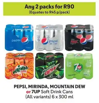 Makro PEPSI, MIRINDA, MOUNTAIN DEW or 7UP Soft Drink Cans offer