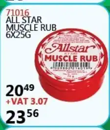 Africa Cash and Carry 71016 All Star Muscle Rub 6x25g offer