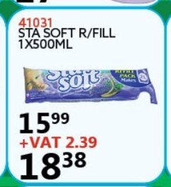 Africa Cash and Carry Sta Soft R/Fill 1x500ml offer