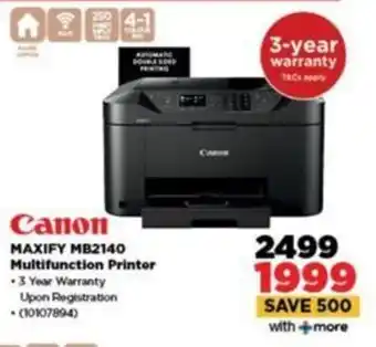 HiFi Corp Canon MAXIFY MB2140 Multifunction Printer offer