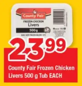 OK Grocer County Fair Frozen Chicken Livers Tub offer