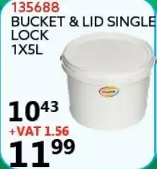 Africa Cash and Carry Bucket & Lid 20L Single Lock 1x5L offer