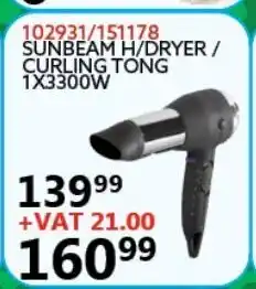 Sunbeam H/Dryer/ Curling Tong 1x3300W