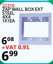 ZAP Wall Box Ext Steel 4x4 1x1ea