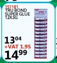 Africa Cash and Carry Tru Bond Super Glue 12x3g offer