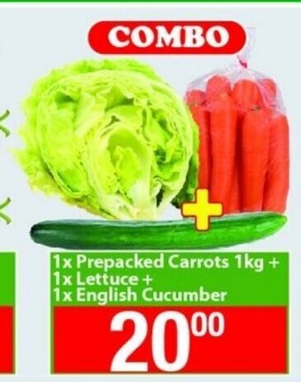 Check Save 1x Prepacked Carrots1kg + 1x Lettuce + 1x English Cucumbers offer