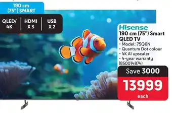 Makro Hisense 190 cm (75") Smart QLED TV offer