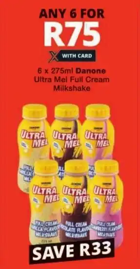 Checkers Hyper Danone Ultra Mel Full Cream Milkshake offer