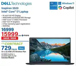 Incredible Connection DELL Inspiron 3520 Intel Core i7 Laptop offer