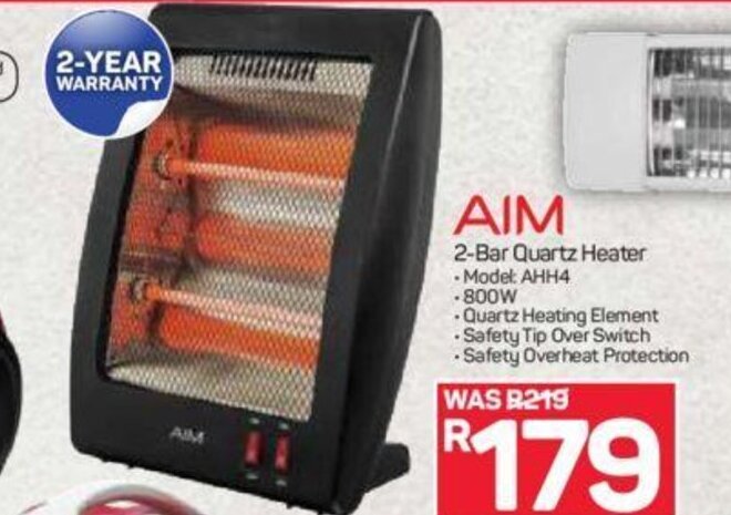 2-Bar Quartz Heater 800W offer at Pick n Pay