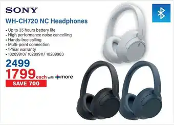 Incredible Connection SONY WH-CH720 NC Headphones offer