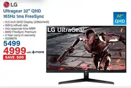 Incredible Connection LG Ultragear 32" QHD 165Hz 1ms FreeSync offer