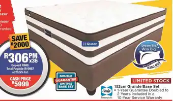 OK Furniture 152cm Grande Base Set offer
