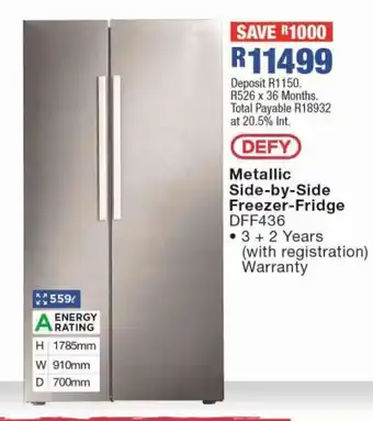 Metallic Side-by-Side Freezer-Fridge