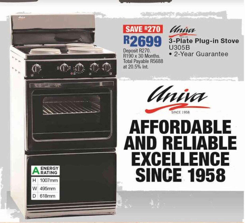 defy 3 plate plug in stove