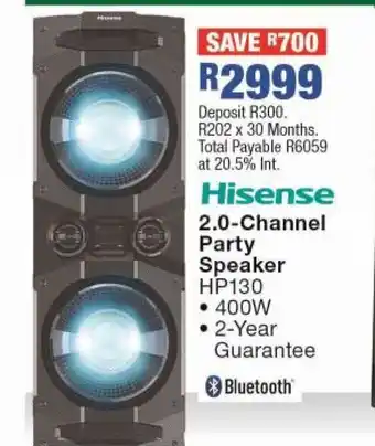 OK Furniture Hisense 2.0 Channel Party Speaker 400W offer