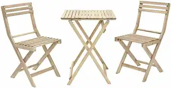 Dining set origami table acacia 55cm x 55cm & 2 folding chairs