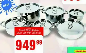 Tissolli 12pc saphire silver set with solid lids