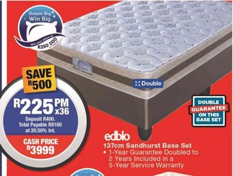 OK Furniture Edblo 137cm Sandhurst Base Set offer