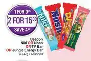 Dis-Chem Beacon Niki Or Nosh Or TV Bar Or Jungle Energy Bar Assorted-40/47g Each offer