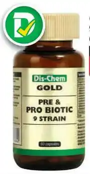Dis-Chem Dis-Chem Gold Pre & Pro Biotic 9 Strain 60 Capsules offer