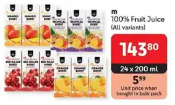 Makro m 100% Fruit Juice All variants offer