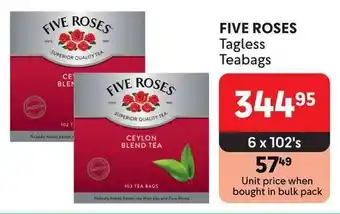 Makro FIVE ROSES Tagless Teabags offer