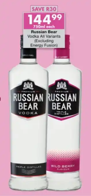 President Liquor Russian Bear Vodka All Variants offer