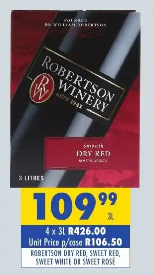 Tabooz Robertson dry red, sweet red, sweet white or sweet rose offer