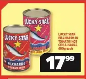 Usave LuckyStar Pilchards in Tomato/Hot Sauce 400g each offer