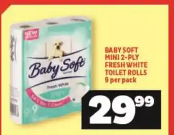 Usave Baby Soft Mini 2-Ply Fresh White Toilet Rolls 9 per pack offer