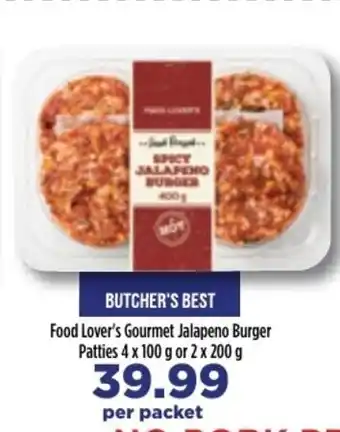 Food Lover's Market Food Lover's Gourmet Jalapeno Burger Patties 4x100g or 2x200g offer