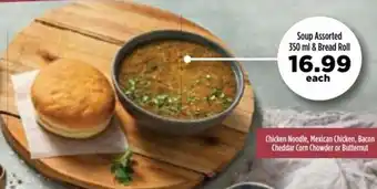 Food Lover's Market Soup Assorted 350ml & Bread Roll offer
