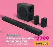 Game Hisense 5.1 Channel Soundbar 540W HS5100 offer