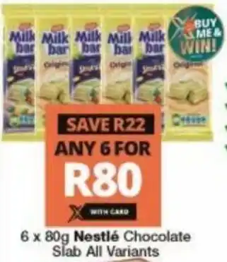 Nestlé Chocolate Slab All Variants 6 x 80g