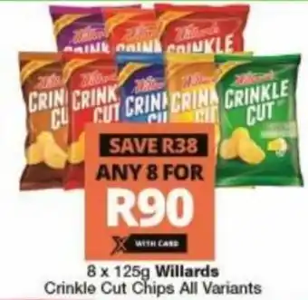 Checkers Liquor Shop Willards Crinkle Cut Chips All Variants 8 x 125g offer