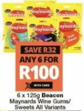 Beacon Maynards Wine Gums Sweet All Variants 6 x 125g