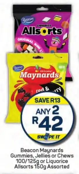 Pick n Pay Beacon Maynards Gummies, Jellies or Chews or Liquorice Allsorts Assorted offer